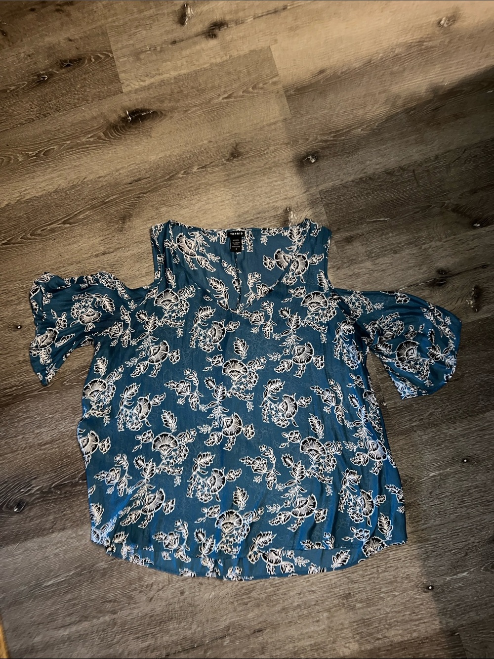 Torrid Teal Floral Cold-Shoulder Top